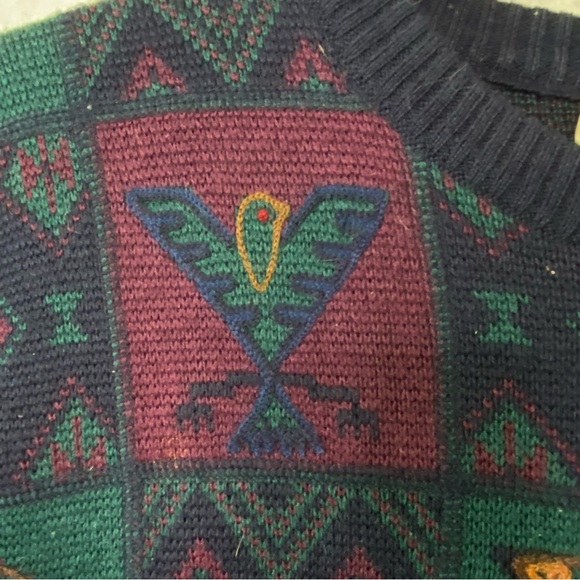 Tricots St Raphael vintage Indian Head Knit Wool Native American Sweater. L - Picture 3 of 13
